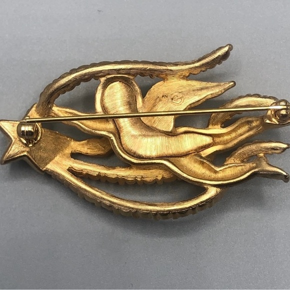 Gold plated Angel Brooch with Rhinestones Swarovski - Picture 3 of 5